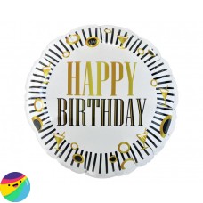 Folija balon - Happy Birthday Črno Zlata Zabava Bel Folija balon - Happy Birthday Črno Zlata Zabava Bel